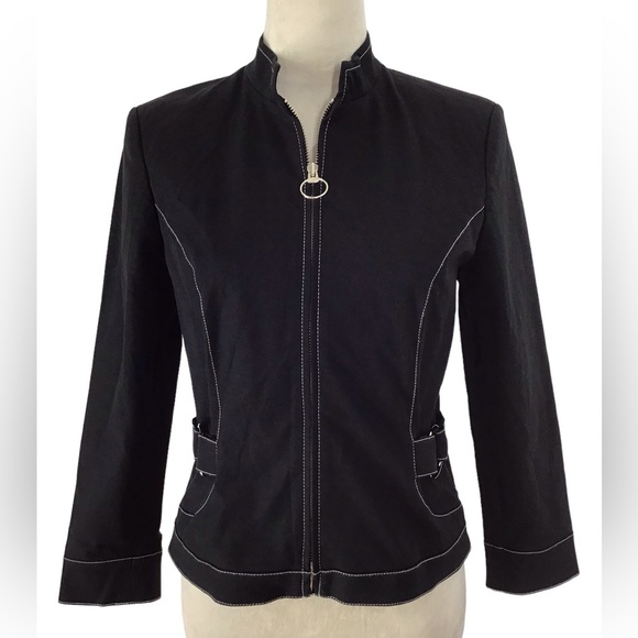 INC International Concepts Jackets & Blazers - INC International Concepts Black Zip Front Jacket Size 6P